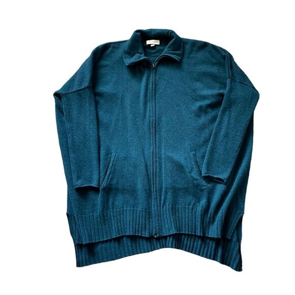 KINROSS CASHMERE Full Zip Sweater Dark Teal Size Medium - Picture 1 of 6
